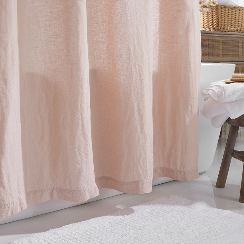 Premium Breathable Washed Linen Solid Shower Curtain - Rose Smoke
