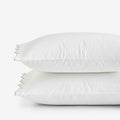 Embroidered Scallop Classic Smooth Sateen Solid Pillowcase Set - Light Sage, King