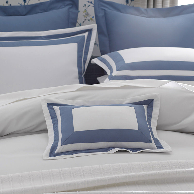 Double Border Classic Smooth Wrinkle-Free Sateen Sham - Infinity Blue, Euro