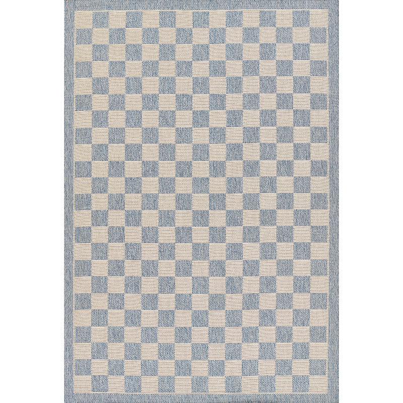 Checkered Outdoor Rug -  Blue, 5' x 8'