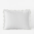 Embroidered Scallop Classic Smooth Sateen Solid Sham - Ivory, King