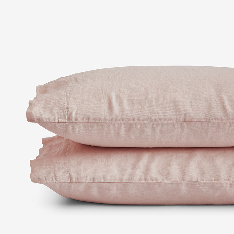 Premium Breathable Washed Linen Solid Pillowcase Set - Rose Smoke, Standard