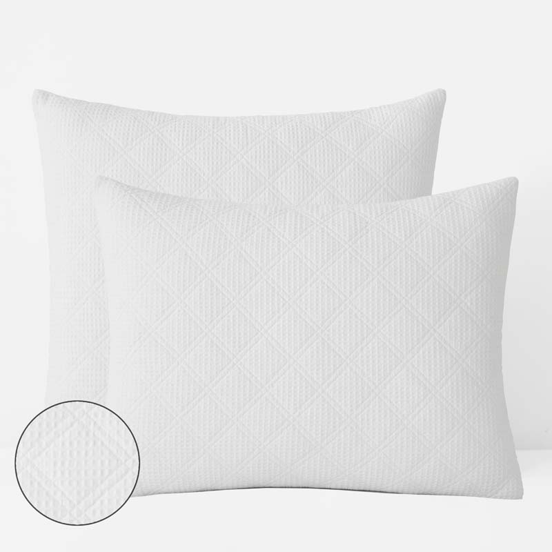 Waffle Quilted Sham - White, King