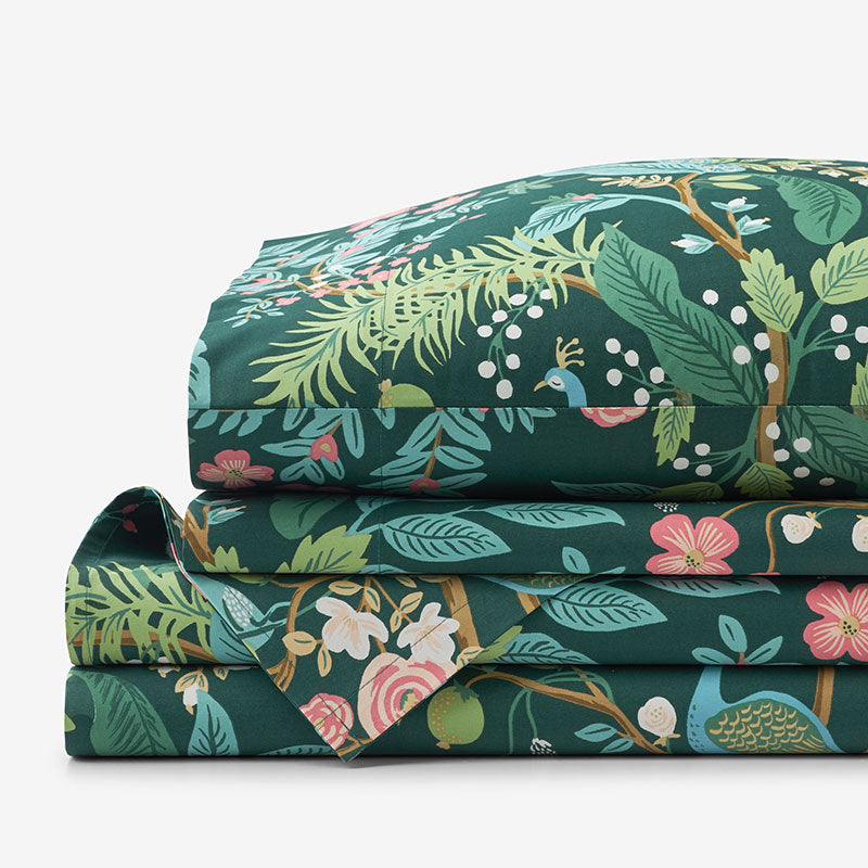 Peacock Classic Smooth Sateen Bed Sheet Set - Evergreen, Queen