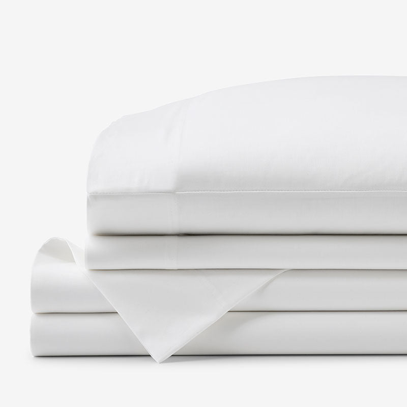 Classic Smooth Sateen Solid Bed Sheet Set - White, Full