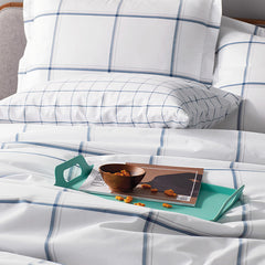 Tailored Stripes and Plaids Classic Cool Cotton Percale Bed Duvet Cover - Window Pane Plaid Navy, Twin/Twin XL