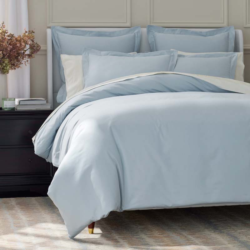 Luxe Smooth Egyptian Cotton Sateen Flat Bed Sheet - Sky Blue, King/Cal. King