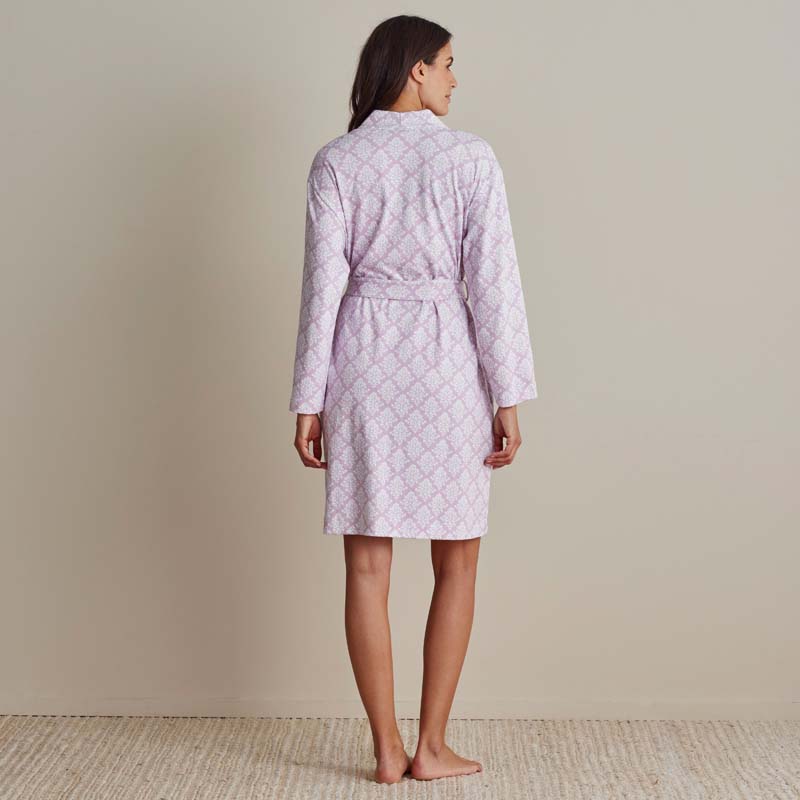 Printed Pima Cotton Women's Kimono Robe - Lisbon Mauve, S