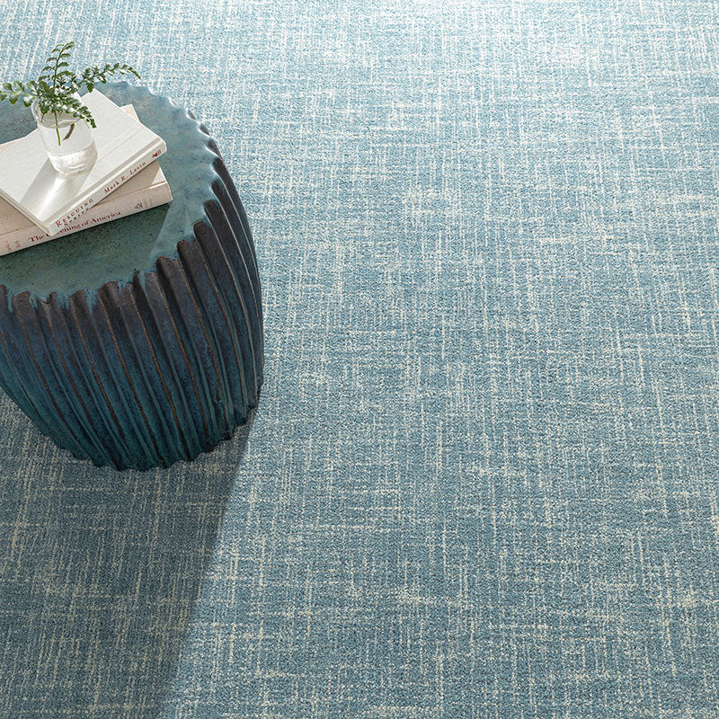 Crosshatch Hand Hooked Wool Rug -  Aegean Blue, 5' x 8'