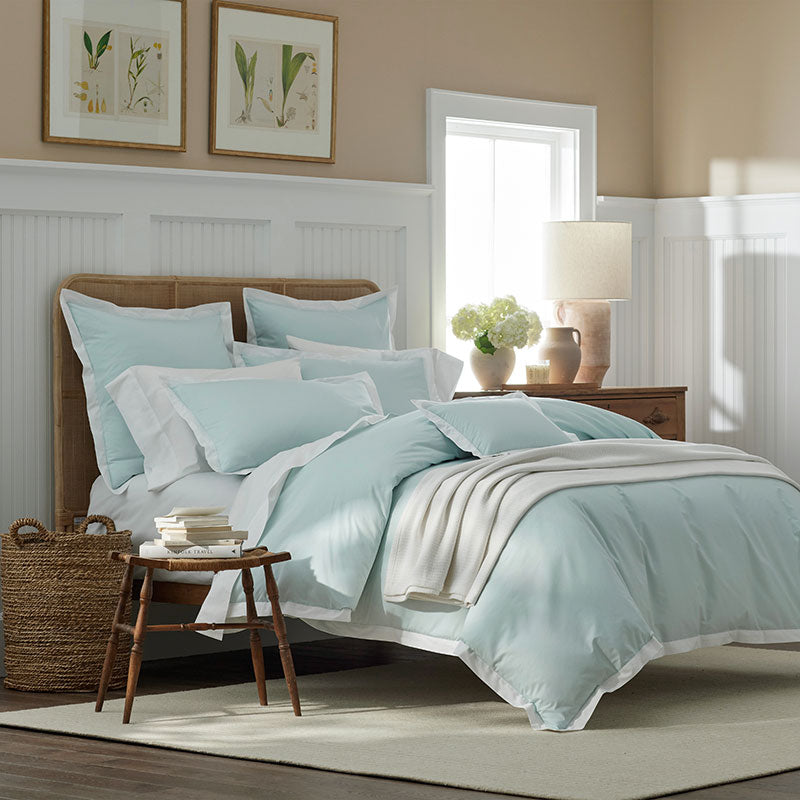 Solid Border Classic Cool Cotton Percale Duvet Cover - Pale Blue, Twin/Twin XL