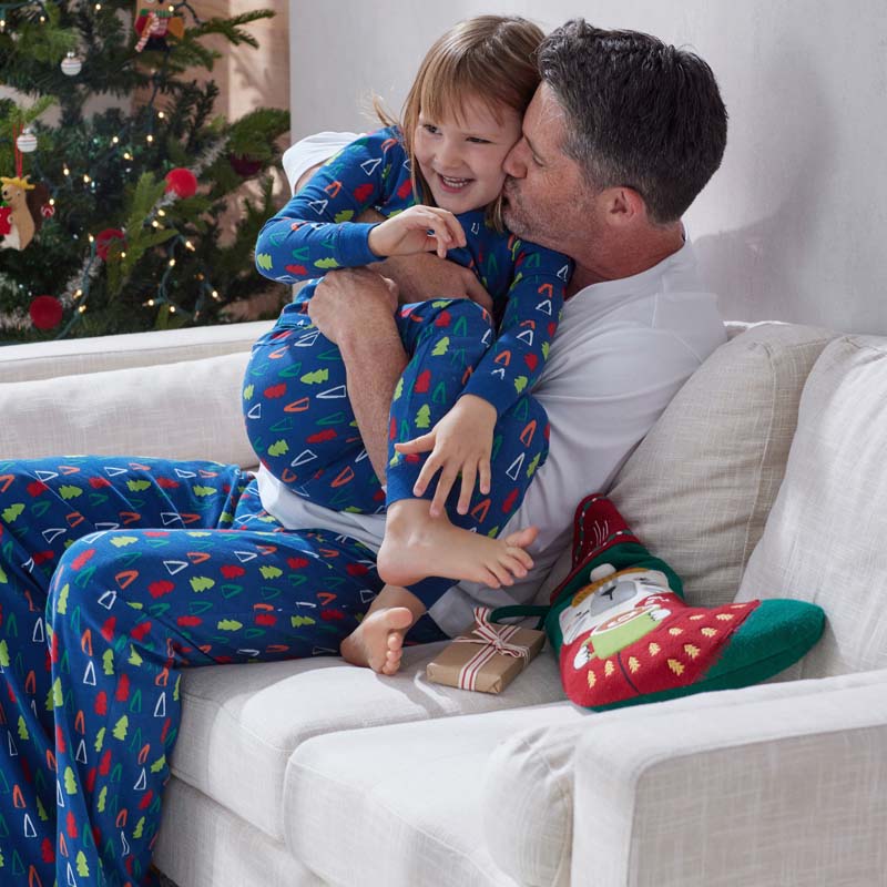Family Printed Peruvian Cotton Kid's Pajama Set - Holiday Trees, 14/16