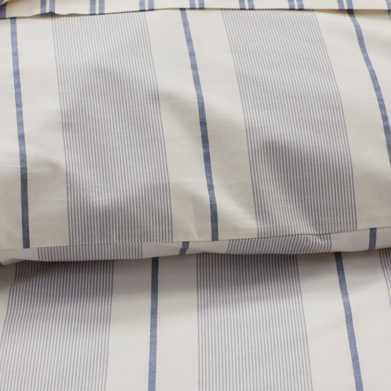 Tailored Stripes and Plaids Classic Cool Cotton Percale Bed Duvet Cover - Wide Stripe Navy, Twin/Twin XL