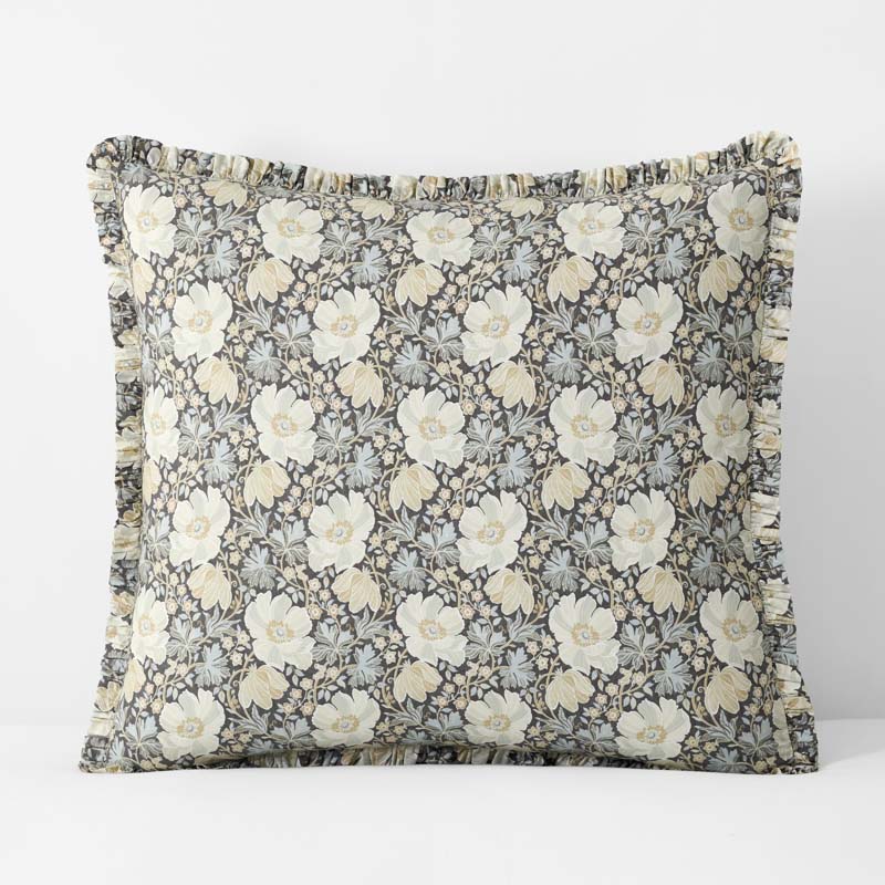 Tapestry Floral Reversible Garment Washed Cotton Percale Sham - Ivory Multi, Euro