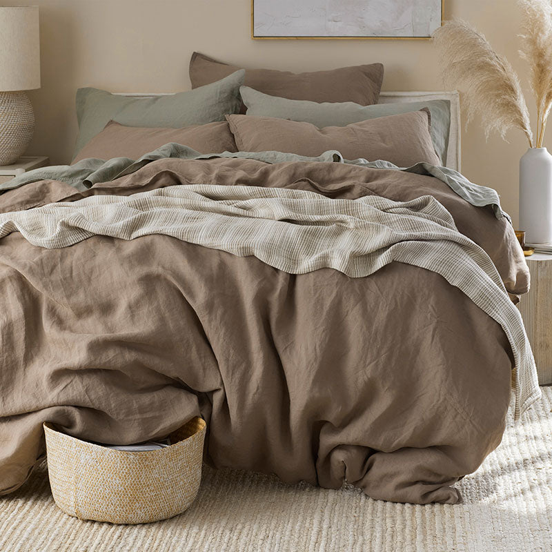 Premium Breathable Washed Linen Solid Sham - Pine Bark, Euro