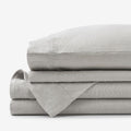 Premium Breathable Washed Linen Solid Bed Sheet Set - Light Gray, Full