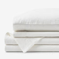 Premium Breathable Washed Linen Solid Bed Sheet Set - White, Queen