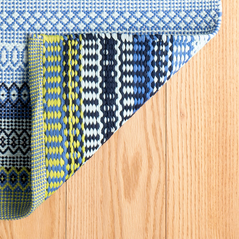Fiesta Stripe Handwoven Indoor/Outdoor Rug - Blue/Green, 5' x 8'
