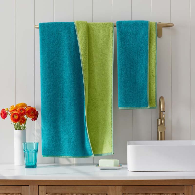 Reversible Solid Hand Towel - Teal Blue