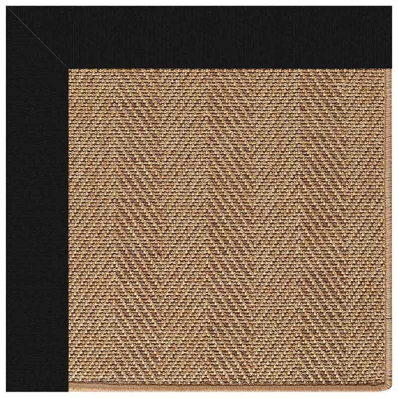 Sunbrella Herringbone Bordered Indoor/Outdoor Rug - Black, 3' x 5'