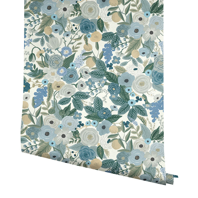 Garden Party Traditional Wallpaper - Indigo Multi, Roll