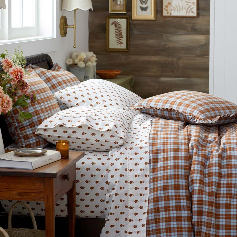 Mini-Prints Garment Washed Cotton Percale Bed Sheet Set - Flowers, Twin