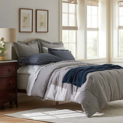Classic Stripes and Plaids Cool Yarn-Dyed Cotton Percale Comforter - Mini Check Multi, Full