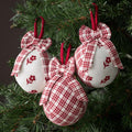 Flower Holiday Ornaments, Set of 3 - Red