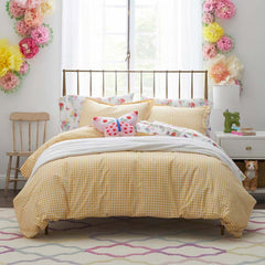 Gingham Classic Cool Organic Cotton Percale Comforter Set - Yellow, Twin/Twin XL