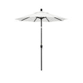 6' Round Outdoor Patio Umbrella, Aluminum with Push Button Tilt - Black Finish, Natural