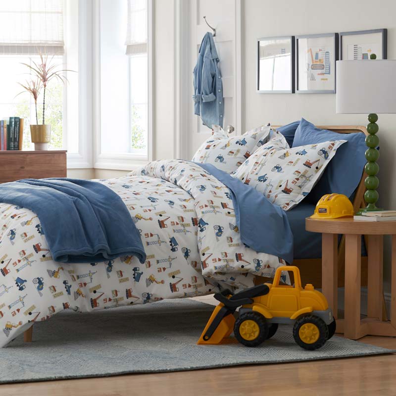 City Builders Classic Cool Organic Cotton Percale Pillowcase Set - White Multi, Standard