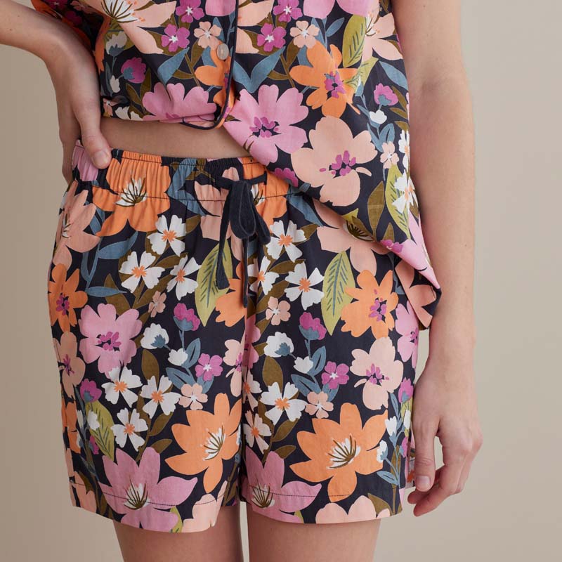 Printed Poplin Women's Shorts Set - Wild Floral, S