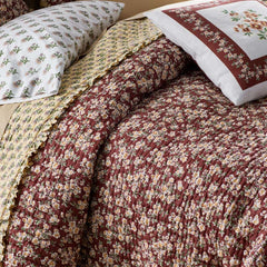 Suhana Reversible Ruffle Quilted Sham - Brick, Euro