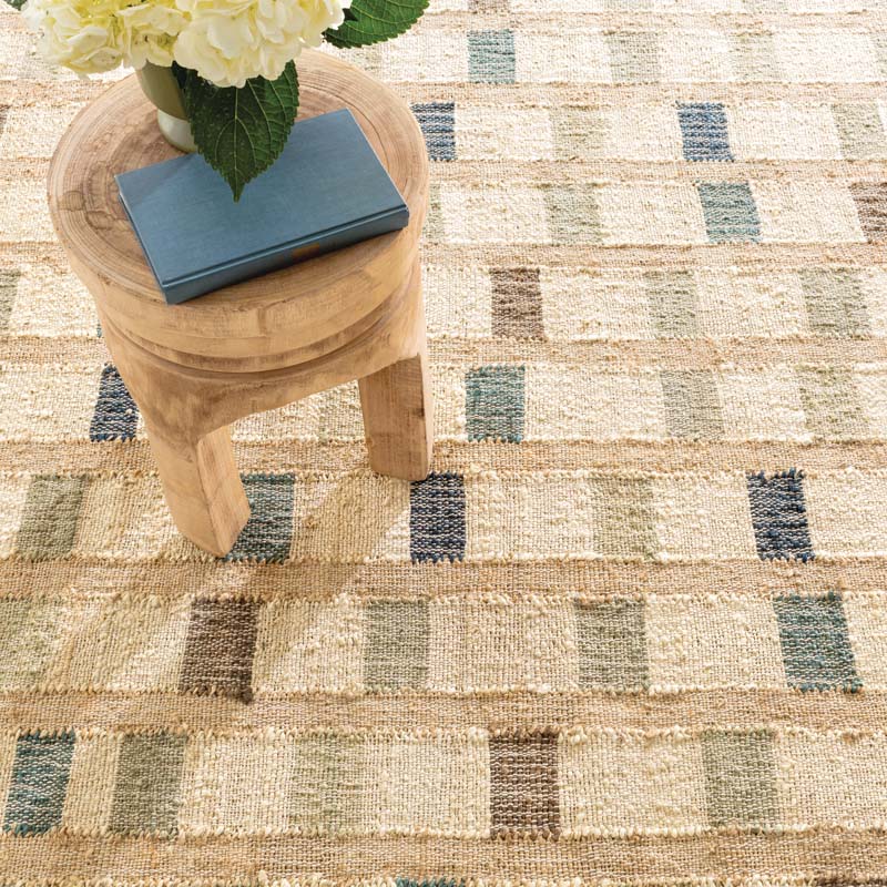 Mosaic Handwoven Jute Rug - Blue, 2' 6" x 8' Runner