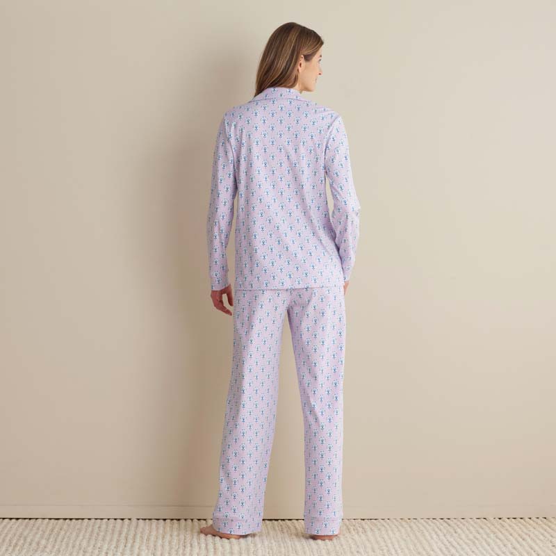 Printed Peruvian Cotton Women's Button-Down Pajama Set - Petite Floral, M