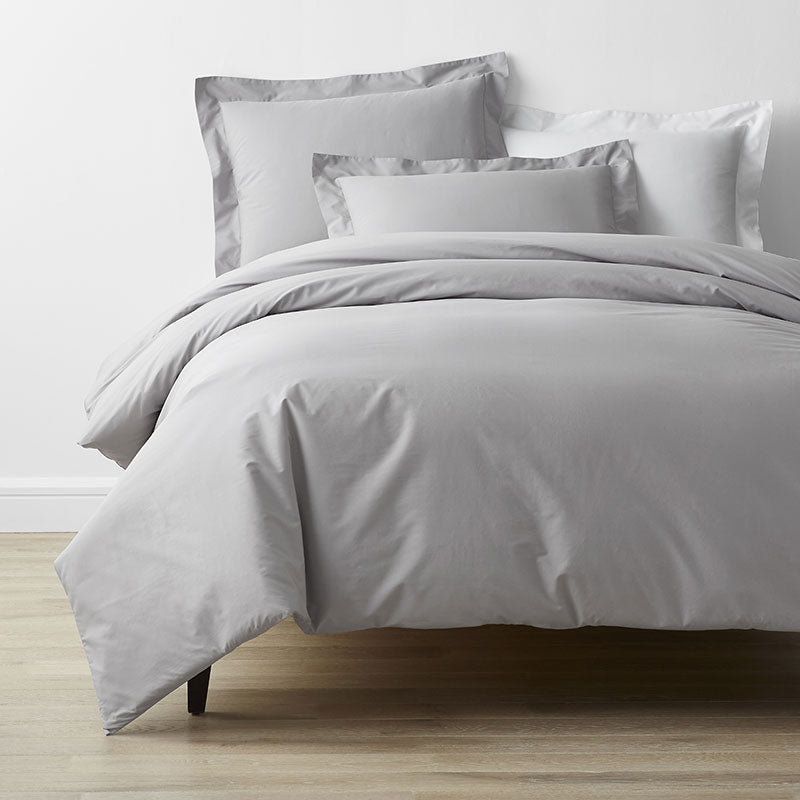 Classic Cool Cotton Percale Bed Duvet Cover - Gray Smoke, Full