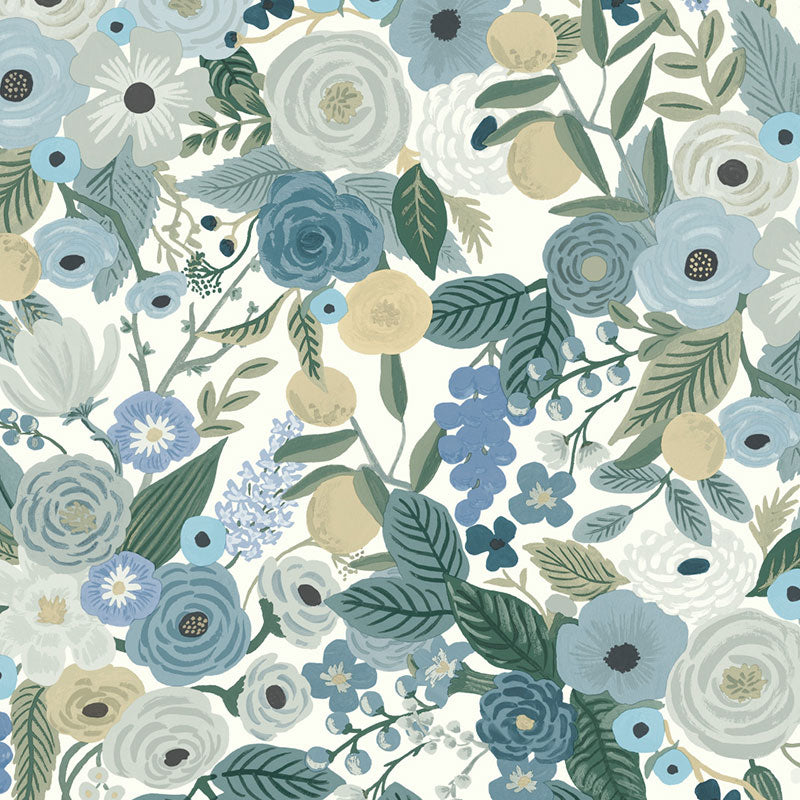 Garden Party Traditional Wallpaper - Indigo Multi, Roll