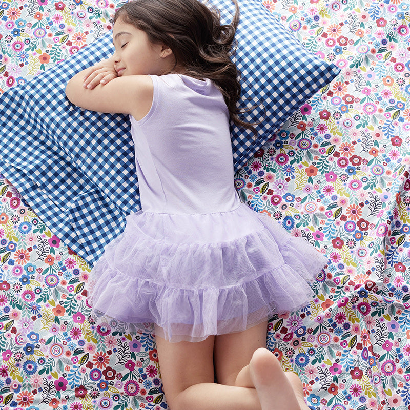 Joyful Mini Flower Classic Cool Organic Cotton Percale Pillowcase Set - White Multi, Standard