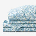 Joyful Floral Classic Smooth Sateen Bed Sheet Set - Blue, Full