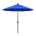 Round Outdoor Patio Umbrella, Fiberglass with Twist Tilt - Bronze Finish, Pacific Blue, 9'