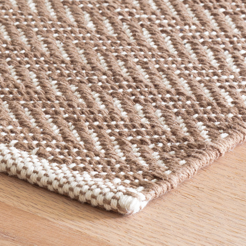 Herringbone Handwoven Cotton Rug - Stone, 5' x 8'