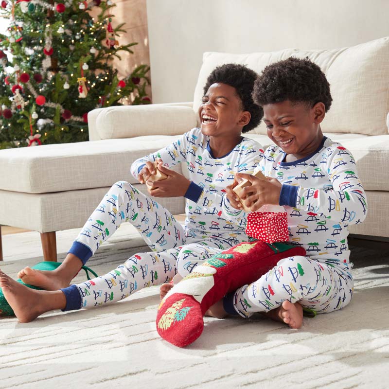 Family Printed Peruvian Cotton Kid's Pajama Set - Tree Ride, 5