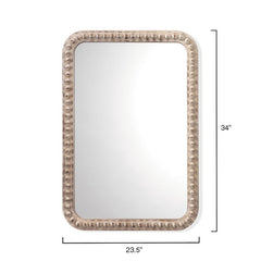 Wood Beaded Mirror - White, Rectangle