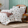 Ditsy Dahlia Classic Cool Cotton Percale Duvet Cover - White Multi, Full/Queen