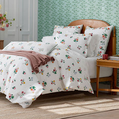 Ditsy Dahlia Classic Cool Cotton Percale Comforter - White Multi, Full/Queen