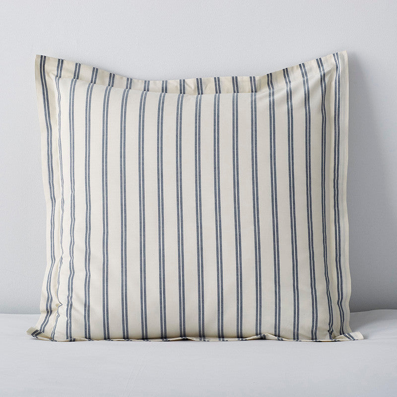 Tailored Stripes and Plaids Classic Cool Cotton Percale Sham - Narrow Stripe Navy, Euro