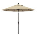 Round Outdoor Patio Umbrella, Fiberglass with Twist Tilt - Bronze Finish, Antique Beige, 9'