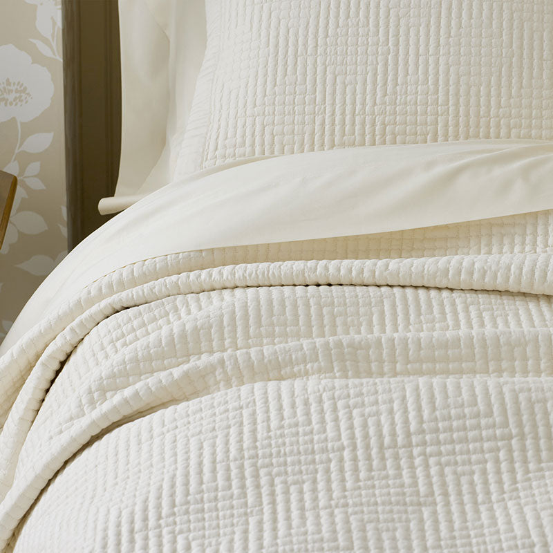 Premium Smooth Cotton Sateen Solid Quilted Sham - Cream, Standard