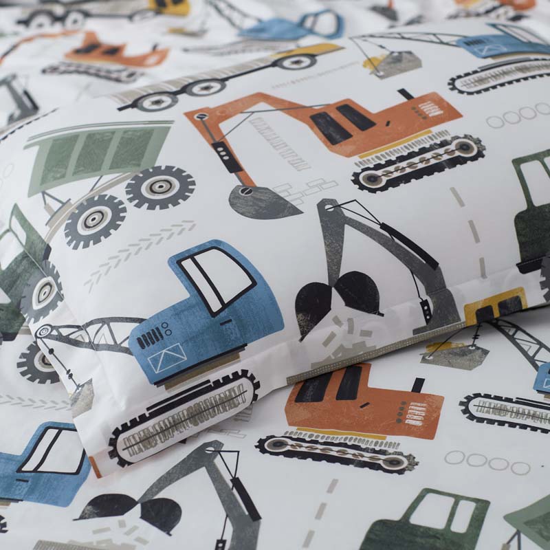 Construction Builders Classic Cool Organic Cotton Percale Sham - White Multi, Standard