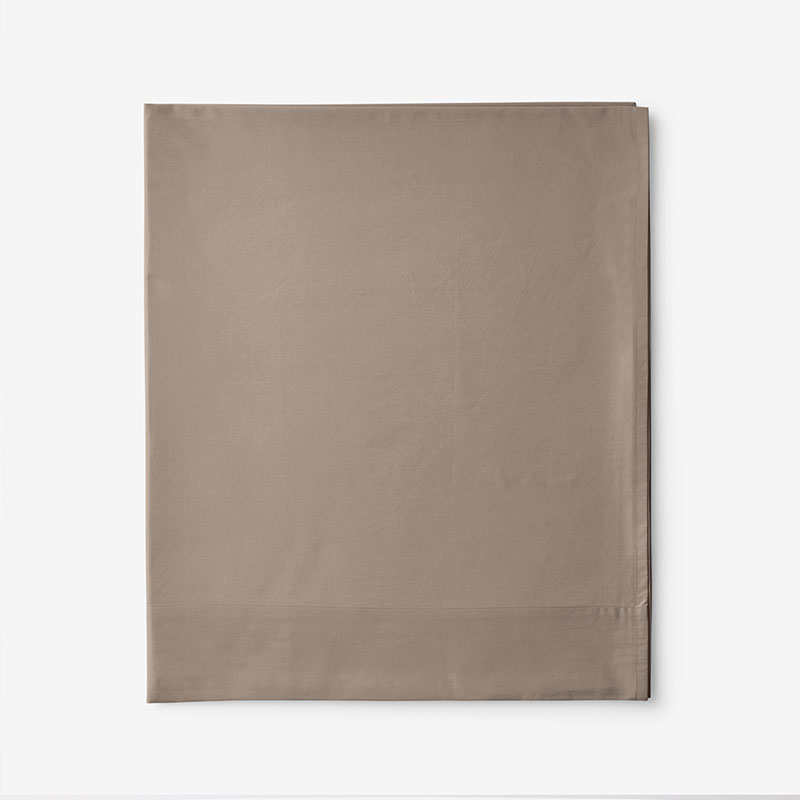 Classic Cool Cotton Percale Flat Bed Sheet - Mocha, Oversized Queen