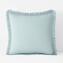 Solid Ruffle Garment Washed Cotton Percale Sham - Cloud Blue, Euro